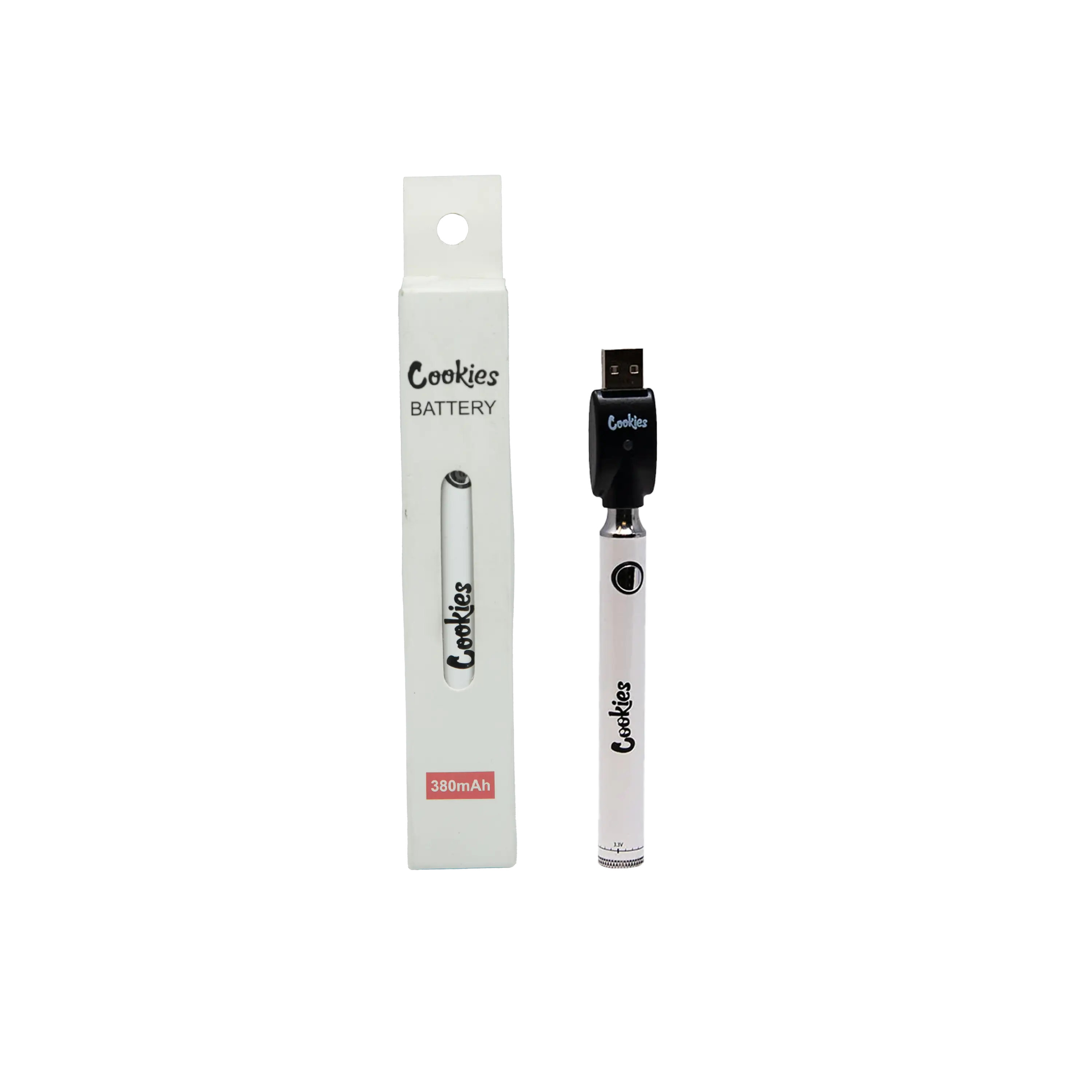 Cookies 510 Vape Battery 380mAh Twist Voltage White Cookies 510 Vape Battery 380mAh Twist Voltage White