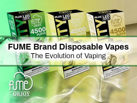 Fume by qrjoy disposable vapes in green gold and black packaging with a plus led display for easy vaping evolution