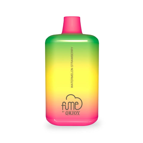 A vibrant gradient vape pen in pink yellow and green from the fume recharge collection designed for smooth vaping