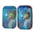 Rectangular metal rolling tray with vibrant blue and purple super saiyan goku design from anime 3d magnetic set