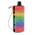Rainbow rhinestone-covered baddie bar vape pen with black top and silver beaded strap for stylish vaping