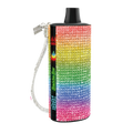 Baddie bar rainbow-sequined vape pen with black top and silver chain strap for stylish vaping use
