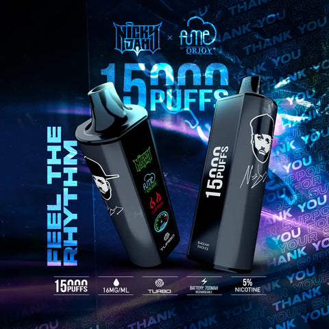 Black rectangular vape pens with glossy finish and stylized face graphics, featuring ’15000 puffs’ text in white along the side.