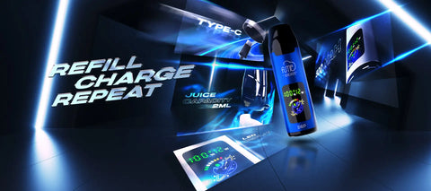 Blue ame pod with 2ml juice capacity and led display.