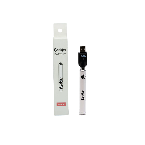 evolution vape near me Cookies 510 Vape Battery 380mAh Twist Voltage White