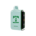 Light mint green death row records dr15000 vape pen with transparent top and black digital display panel in death row 15k