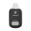 Death row 5000 puffs black and white vape pen with 5000 puffs and black ice text and illuminated dot grid