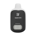 Black and white death row 5000 puffs vape pen with black ice flavor and illuminated dot grid on the back side