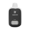 Black and white disposable vape pen death row 5000 puffs with sleek rounded design and illuminated led grid base
