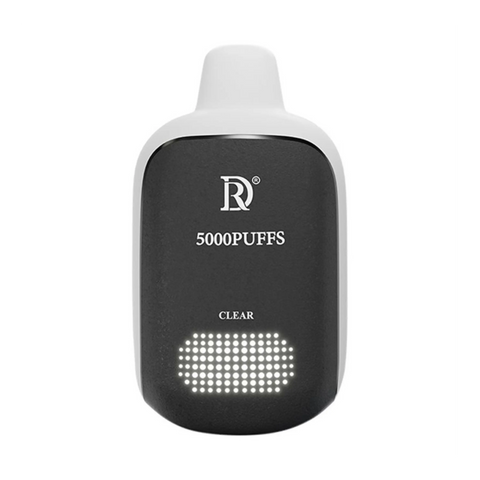 Black and white disposable vape pen death row 5000 puffs with sleek rounded design and illuminated led grid base