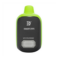 Lime green and black death row disposable vape pen with 5000 puffs and kiwi strawberry flavor on matte finish body