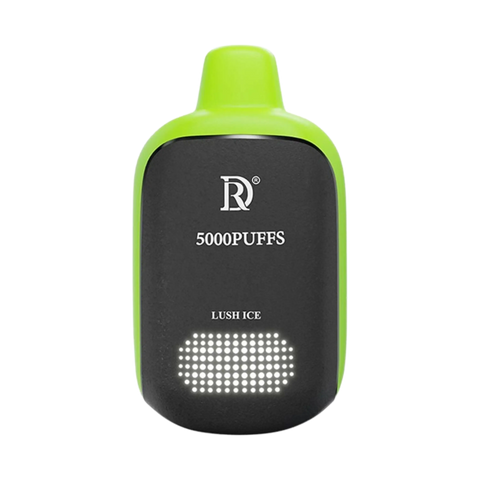 Death row lime green and black disposable vape pen with 5000 puffs and lush ice flavor branding