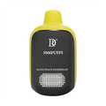 Yellow and black disposable death row 5000 puffs vape pen with matte finish and mango peach watermelon flavor