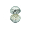 Silver metallic death star grinder galactic edition herb grinder with segmented dome design and internal mechanism