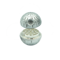 Silver metallic death star grinder galactic edition herb grinder with segmented dome design and internal mechanism