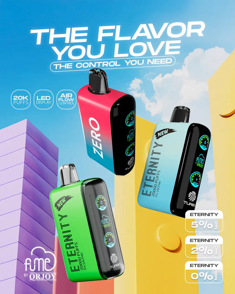 The image displays three vibrant, rectangular vape devices with sleek black and colorful gradient sides, red-to-blue, green-and-black, and light blue, and each features a silver-colored top cap.