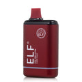 Red metallic elf vpr 7000 ultra vape pen with cherry peach flavor black top cap and silver accent stripe