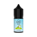 A sleek black bottle of fume e-liquid with a light blue label featuring the fume vapes qrjoy logo and 5% salt nic pod illustration in 30ml
