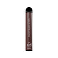 A sleek matte brown disposable vape pen with black cap labeled cherry black ice 5% fume extra 1500 puffs