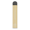 Beige cylindrical vape pen with black cap and silver base labeled grapefruit kiwi 5 percent from fume extra 1500 puffs