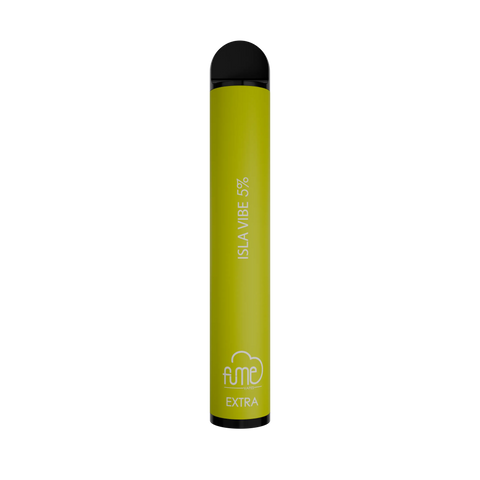 Vibrant lime green fume extra 1500 puffs disposable vape pen with black caps and white branding