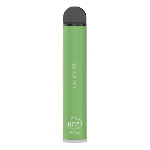 A sleek matte green fume extra disposable vape pen with black cap silver base offering 1500 puffs
