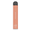 A peach-colored fume extra disposable vape pen with black cap silver base labeled peach ice 5% for 1500 puffs