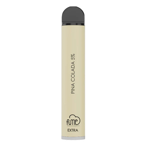 Beige fume extra 1500 puffs disposable vape pen with black cap and pina colada 5 percent flavor label