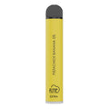 Yellow cylindrical vape pen with black cap silver base pistachios banana flavor fume extra 1500 puffs 5 percent nicotine