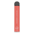 A coral-colored fume labs strawberry mango 5% disposable vape pen with black cap and silver base from fume extra 1500 puffs