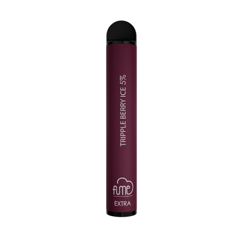 A sleek matte burgundy fume extra 1500 puffs disposable vape pen with black cap triple berry ice 5 percent flavor