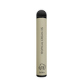 Cream-colored fume extra disposable vape pen with black cap and tropical cream 5 percent label for 1500 puffs use