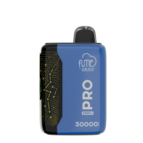 Blue and black qrjoy pro vape device with glowing green constellation pattern on the side in fume pro zero design