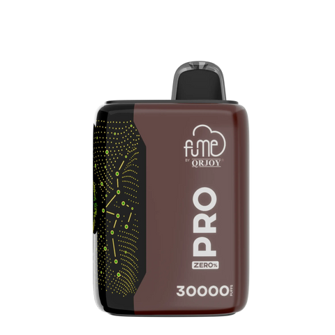 Brown and black qrjoy pro vape device fume pro zero with glowing green constellation pattern on side view