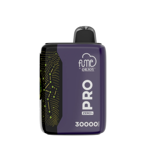 Purple and black fume pro zero vaporizer by qrjoy pro with glowing green constellation pattern on the side