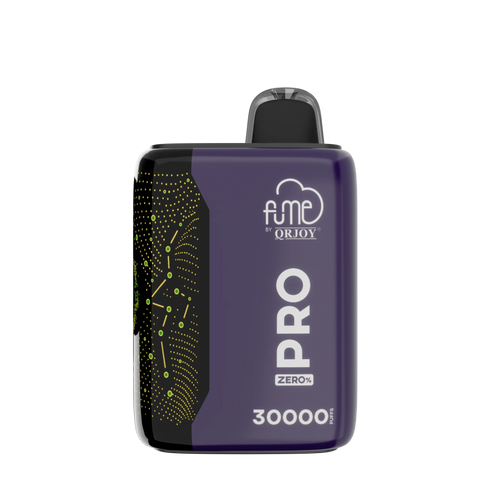 Purple and black fume pro zero vaporizer by qrjoy pro with glowing green constellation pattern on the side