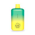 A vibrant gradient fume recharge vape pen with 5% nic and 5000 puffs featuring a yellow to teal design