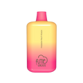 A vibrant gradient fume recharge vape pen with 5% nicotine and 5000 puffs featuring a pink cap and yellow to bright pink body