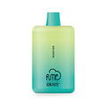 A sleek fume recharge disposable vape pen with 5 percent nic and 5000 puffs in gradient yellow to teal matte finish