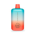 A vibrant gradient fume recharge vape pen with glossy teal to coral finish and watermelon blueberry flavor branding