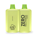 Two lime green fume recharge zero 5000 puffs disposable vape pens in sour apple flavor with matching caps