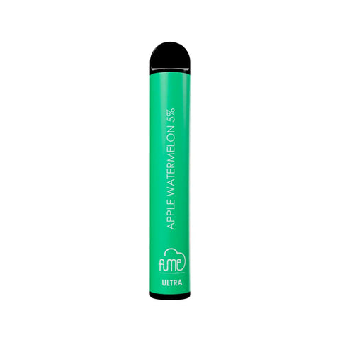 Green apple watermelon fume ultra 2500 puffs disposable vape pen with black caps and 5 percent nicotine
