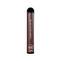 A sleek matte brown fume ultra vape pen with black cap and silver cherry black ice 5 percent text for 2500 puffs