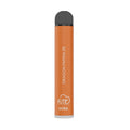 Orange fume ultra disposable vape pen with black cap silver base labeled dragon papaya 5 percent for 2500 puffs