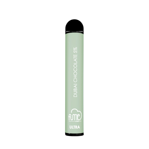 A sleek mint-green fume ultra disposable vape pen with black cap and white branding offering 2500 puffs