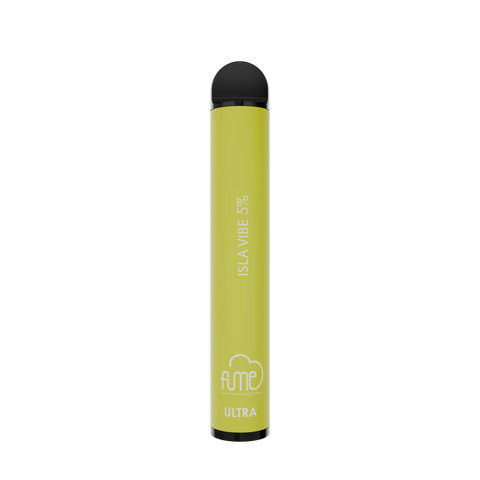 A lime green fume ultra disposable vape pen with black cap and white branding offering 2500 puffs