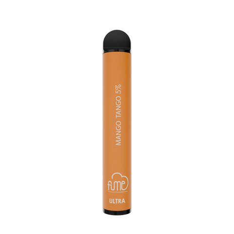 Orange mango tango 5% fume ultra disposable vape pen with black cap and base for 2500 puffs use