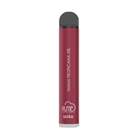 A sleek maroon fume ultra vape pen with black cap and silver base offering 2500 puffs for extended use