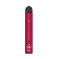 A sleek vibrant red fume ultra disposable vape pen with black cap and white raspberry watermelon 5% text for 2500 puffs