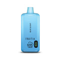 Light blue translucent plastic disposable vape pen fume x fruitia 8000 puffs with blue slushy branding and 100 percent battery display